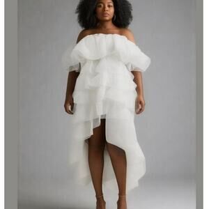 Show Me Your Mumu Brandy Maxi Dress in White Organza size Large